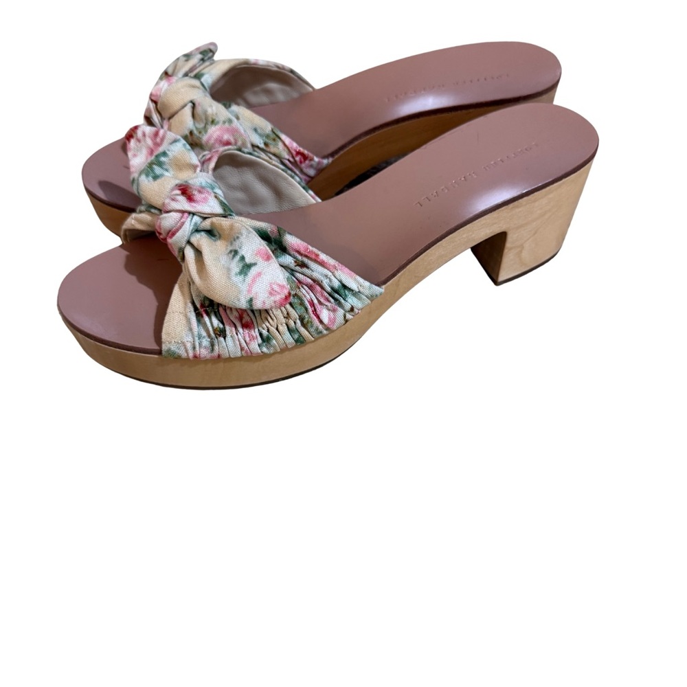 Loeffler Randall Floral Sandals with Tan Heel